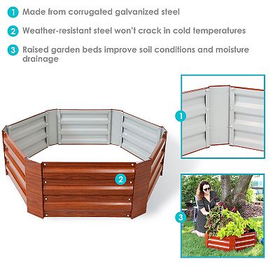 Sunnydaze Galvanized Steel Hexagon Raised Garden Bed - 40 in