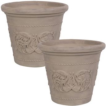 Sunnydaze 19.5 in Arabella Polyresin Outdoor Planter - Set of 2