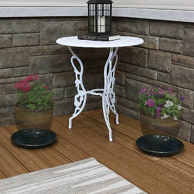 Sunnydaze 7 in Glazed Ceramic Flower Pot/Plant Saucers - Set of 2