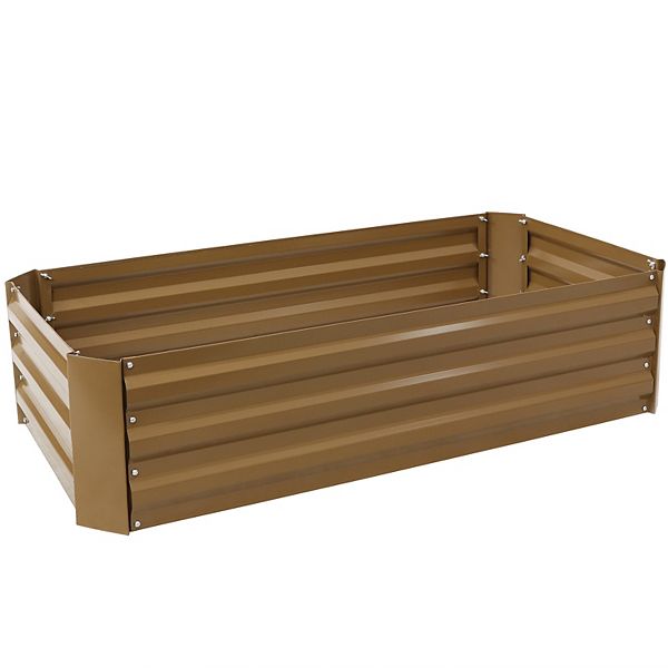 Sunnydaze Galvanized Steel Rectangle Raised Garden Bed - 48 in - Brown