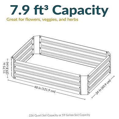 Sunnydaze Galvanized Steel Rectangle Raised Garden Bed - 48 in - Brown