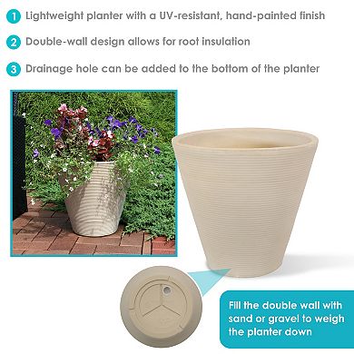 Sunnydaze 16 in Walter Polyresin Planter with UV-Resistance - Beige