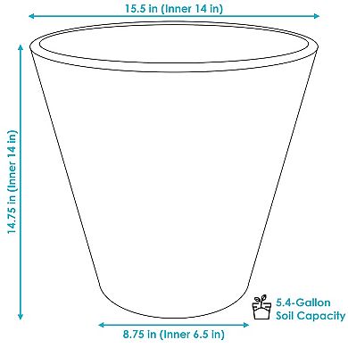 Sunnydaze 16 in Walter Polyresin Planter with UV-Resistance - Beige