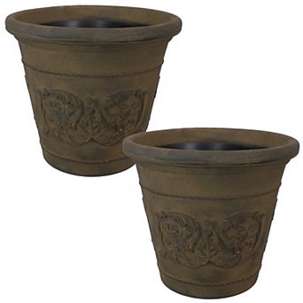 Sunnydaze 19.5 in Arabella Polyresin Outdoor Planter - Set of 2