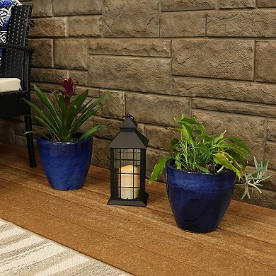 Sunnydaze 8 in Resort Glazed Ceramic Planter - Imperial Blue - Set of 2