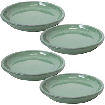 Sunnydaze 7 in Glazed Ceramic Flower Pot/Plant Saucer - Set of 4