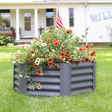 Sunnydaze Powder-Coated Steel Hexagon Raised Garden Bed - Gray - 41 in
