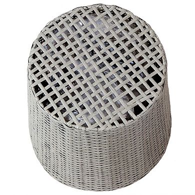 Sunnydaze Polyrattan Indoor Round Planter - Gray - 14.5 in, 11.75 in