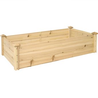 Sunnydaze Wooden Fir Square Raised Garden Bed - Natural
