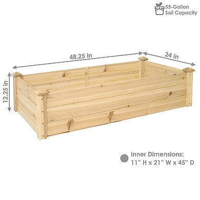 Sunnydaze Wooden Fir Square Raised Garden Bed - Natural
