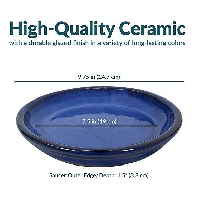 Sunnydaze 7 in Glazed Ceramic Flower Pot/Plant Saucer - Set of 4