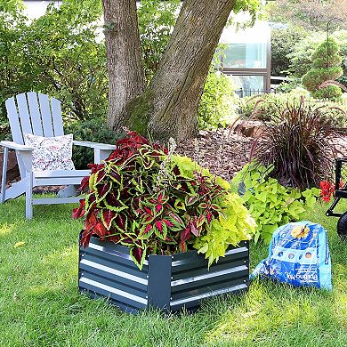 Sunnydaze Galvanized Steel Square Raised Garden Bed - 24 in - Dark Gray