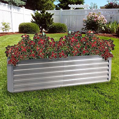 Sunnydaze Galvalume Steel Rectangle Raised Garden Bed - Silver - 71 in