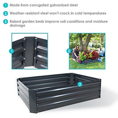 Sunnydaze 47.5" X 11.75" Galvanized Steel Raised Garden Bed