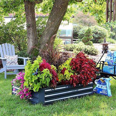 Sunnydaze Galvanized Steel Rectangle Raised Garden Bed - 47 in - Dark Gray