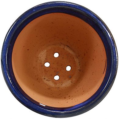 Sunnydaze 18.5 in Studio High-Fired Glazed Ceramic Planter - Imperial Blue