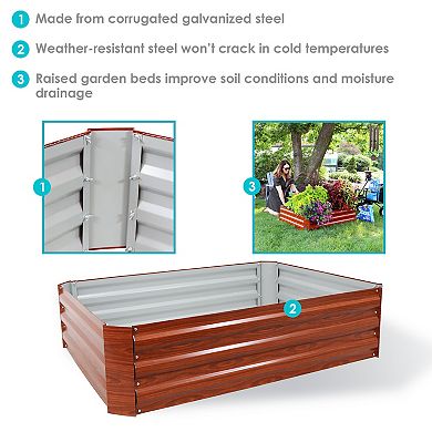 Sunnydaze 47.5" X 11.75" Galvanized Steel Raised Garden Bed