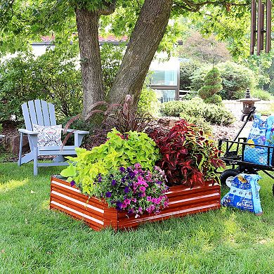Sunnydaze Galvanized Steel Rectangle Raised Garden Bed - 47 in - Woodgrain