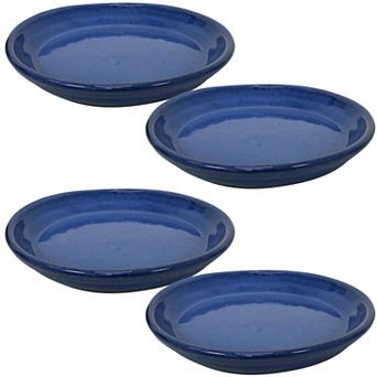 Sunnydaze 7 in Glazed Ceramic Flower Pot/Plant Saucer - Set of 4