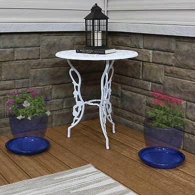Sunnydaze 9 in Glazed Ceramic Flower Pot/Plant Saucer - Blue - Set of 4