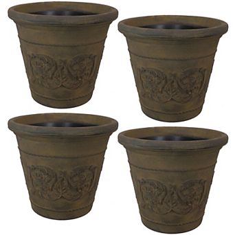 Sunnydaze 19.5 in Arabella Polyresin Outdoor Planter - Set of 2