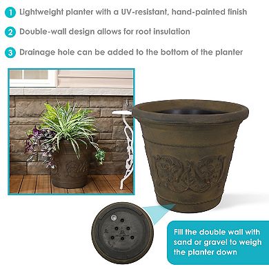 Sunnydaze 19.5 in Arabella Polyresin Outdoor Planter