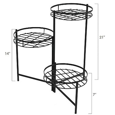 Sunnydaze Black Iron Indoor/outdoor 3-tier Plant Stand - 22 In - Set Of 2