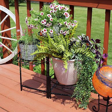 Sunnydaze Black Iron 3-tier Outdoor Plant Stand - 22 In - Set Of 2