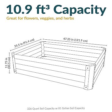 Sunnydaze Powder-Coated Steel Rectangle Raised Garden Bed - Gray - 47 in