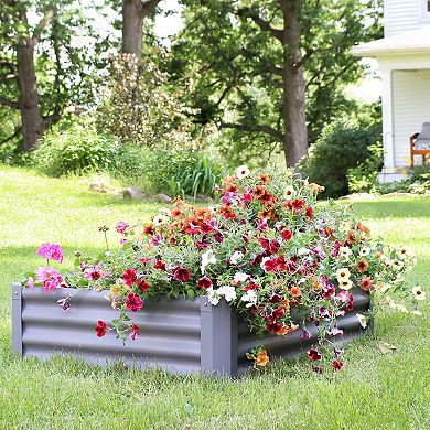 Sunnydaze Powder-Coated Steel Rectangle Raised Garden Bed - Gray - 47 in