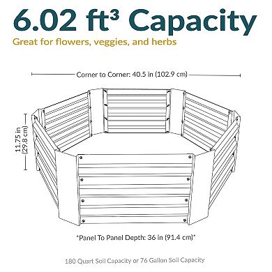 Sunnydaze Galvanized Steel Hexagon Raised Garden Bed - 40 in - Dark Gray