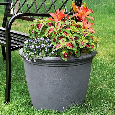 Sunnydaze 20 in Anjelica Dual-Wall Polyresin Planter