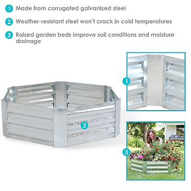 Sunnydaze Galvanized Steel Hexagon Raised Garden Bed - 40 in
