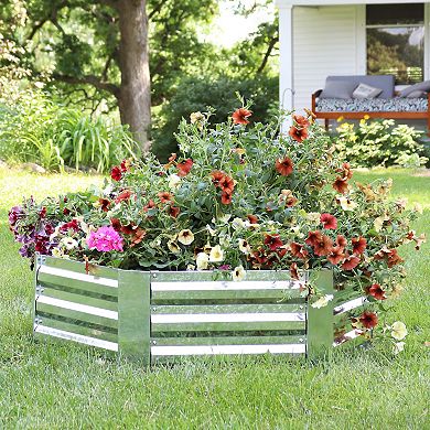 Sunnydaze Galvanized Steel Hexagon Raised Garden Bed - 40 in