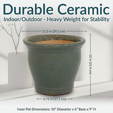 Sunnydaze Studio Glazed Ceramic Planter - Set of 2