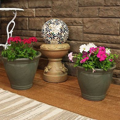 Sunnydaze Studio Glazed Ceramic Planter - Set of 2