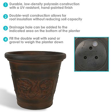 Sunnydaze 16 in Arabella Polyresin Planter with UV-Resistance