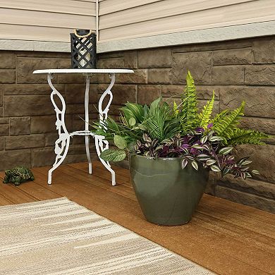 Sunnydaze 13.5 in Resort High-Fired Glazed Ceramic Planter - Gray