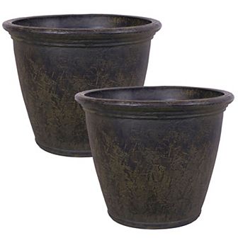 Sunnydaze 24 in Anjelica Unbreakable Polyresin Planter - Sable - Set of 2