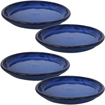 Sunnydaze 7 in Glazed Ceramic Flower Pot/Plant Saucer - Set of 4