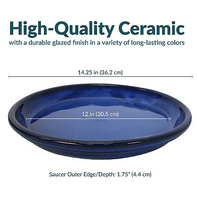 Sunnydaze 7 in Glazed Ceramic Flower Pot/Plant Saucer - Set of 4