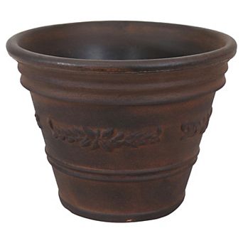 Sunnydaze 13 in Laurel Dual-wall Polyresin Planter - Rust