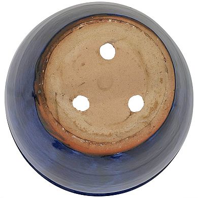 Sunnydaze 14.5 in Chalet High-Fired Glazed Ceramic Planter - Dark Green