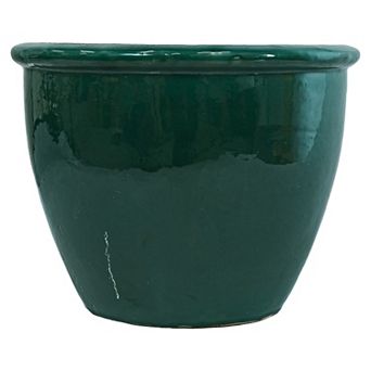 Sunnydaze 15 in Chalet High-Fired Glazed Ceramic Planter