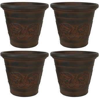 Sunnydaze 16 in Arabella Polyresin Planter with UV-Resistance - Rust