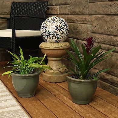 Sunnydaze 9 in Studio Glazed Ceramic Planter - Gray - Set of 2