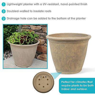 Sunnydaze 24 in Anjelica Polyresin Planter with UV-Resistance