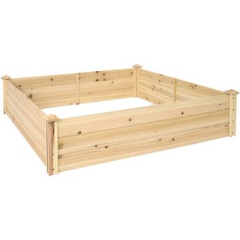 Sunnydaze Wooden Fir Square Raised Garden Bed - Natural