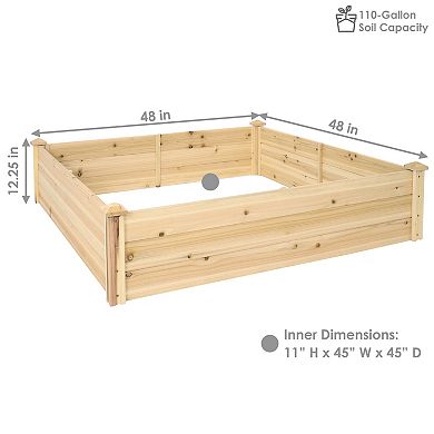 Sunnydaze Wooden Fir Square Raised Garden Bed - 48 in - Natural