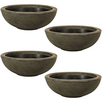 Sunnydaze 20.75 in Percival Round Polyresin Outdoor Planter - Sable - 4 pk